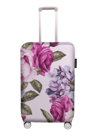 Luggage cover pink floral, size M