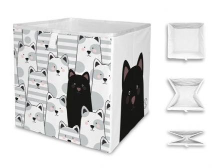 Storage box black cat, 32x32cm