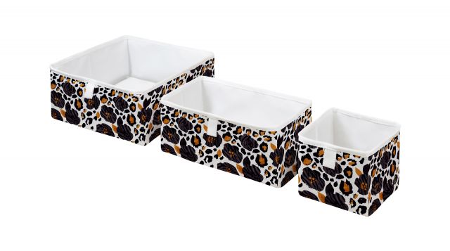 Dreifach Set Aufbewahrungsboxen leopard print