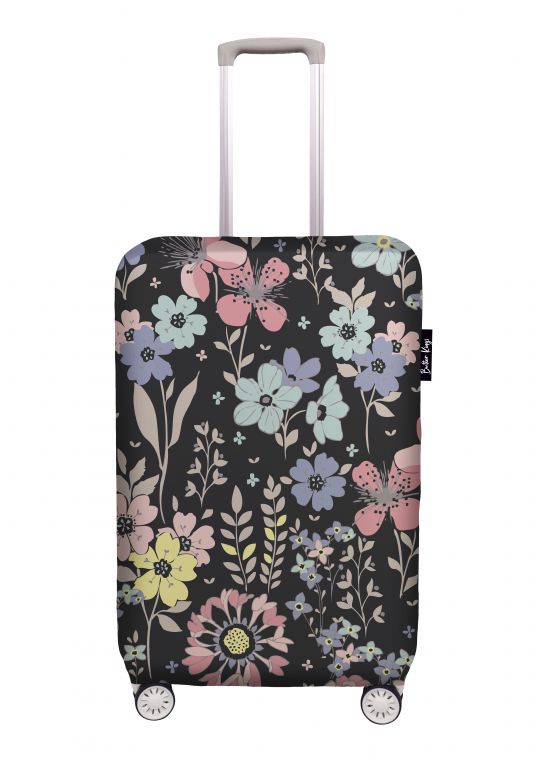 Luggage cover flowers in night, size S