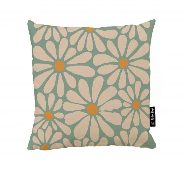 Cushion cover retro daisies, canvas cotton