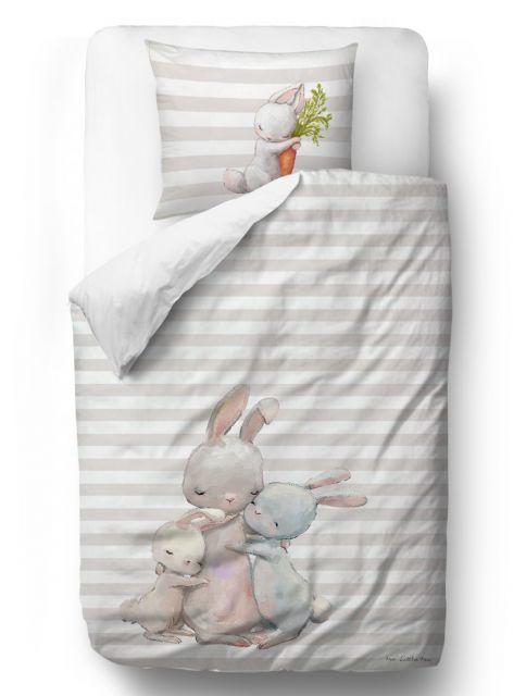 Bedding set forest school-hugging bunnies 155x200/80x80cm