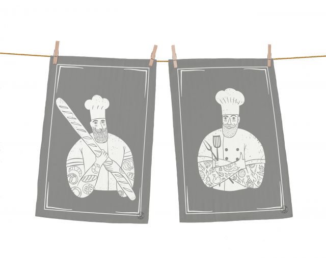 Dish towels set hipster chef