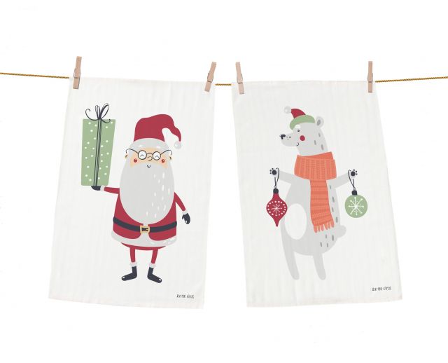 Set of dish towels christmas creatures