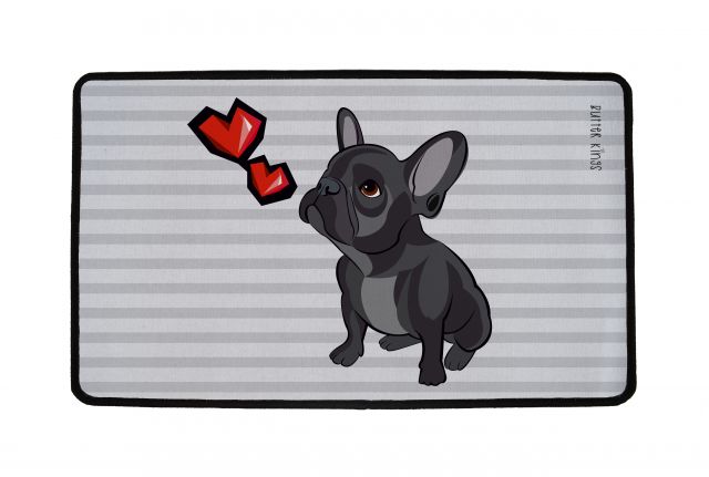 Fußmatten bulldog with hearts, 60 x 40 cm