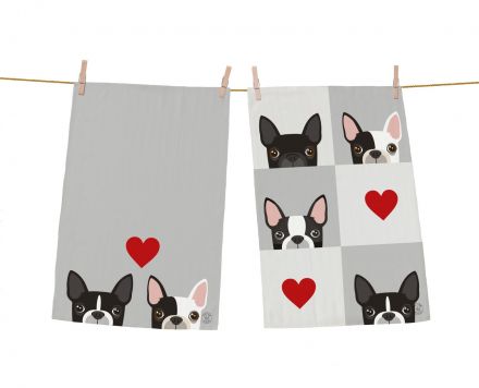 Dish towels set which frenchie in love