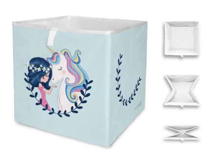 Storage box girl and unicorn, 32x32cm