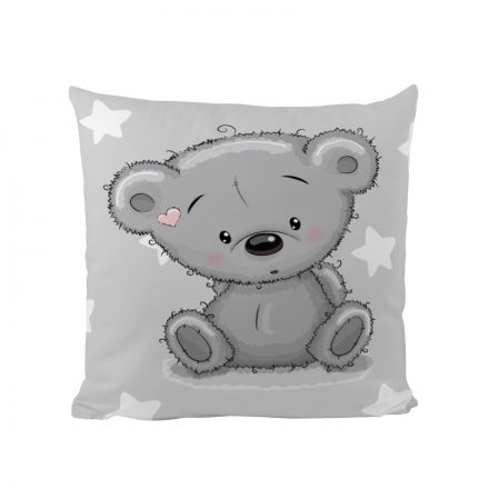 Cushion cover cotton grey teddy