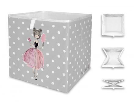 Storage box pink girl, 32x32cm