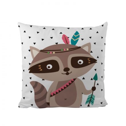 Cushion cover cotton indian raccoon